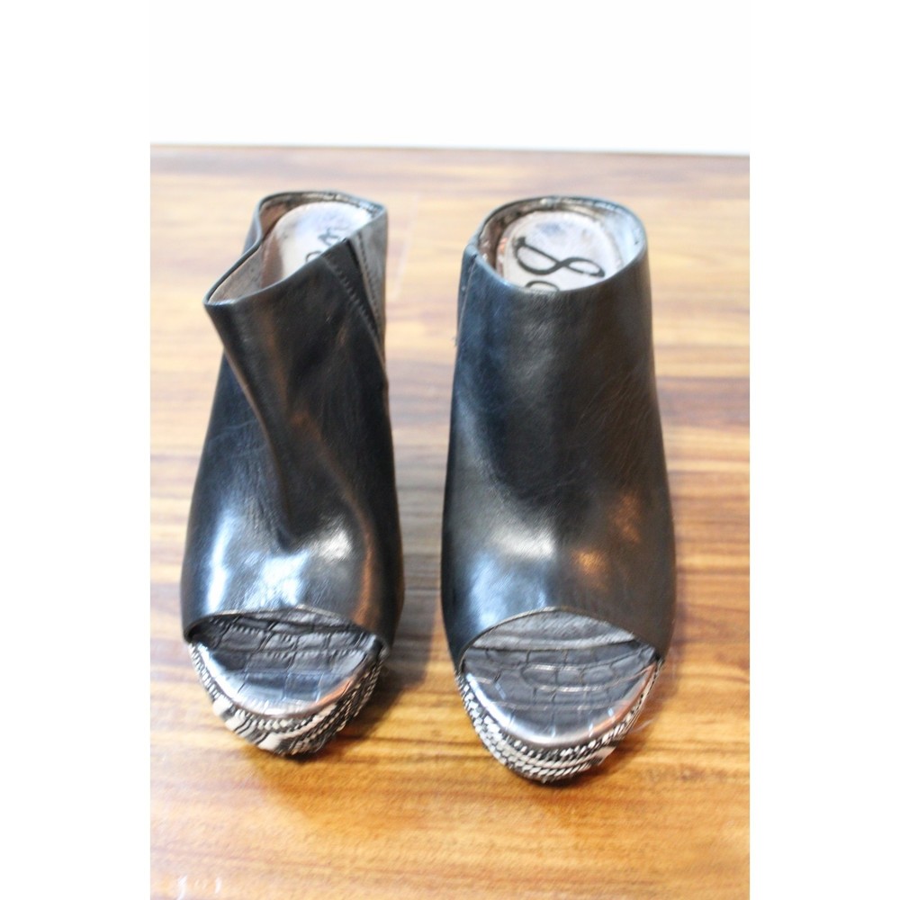 Black Leather Sam Edelman Tribal Wedges Size 8.5